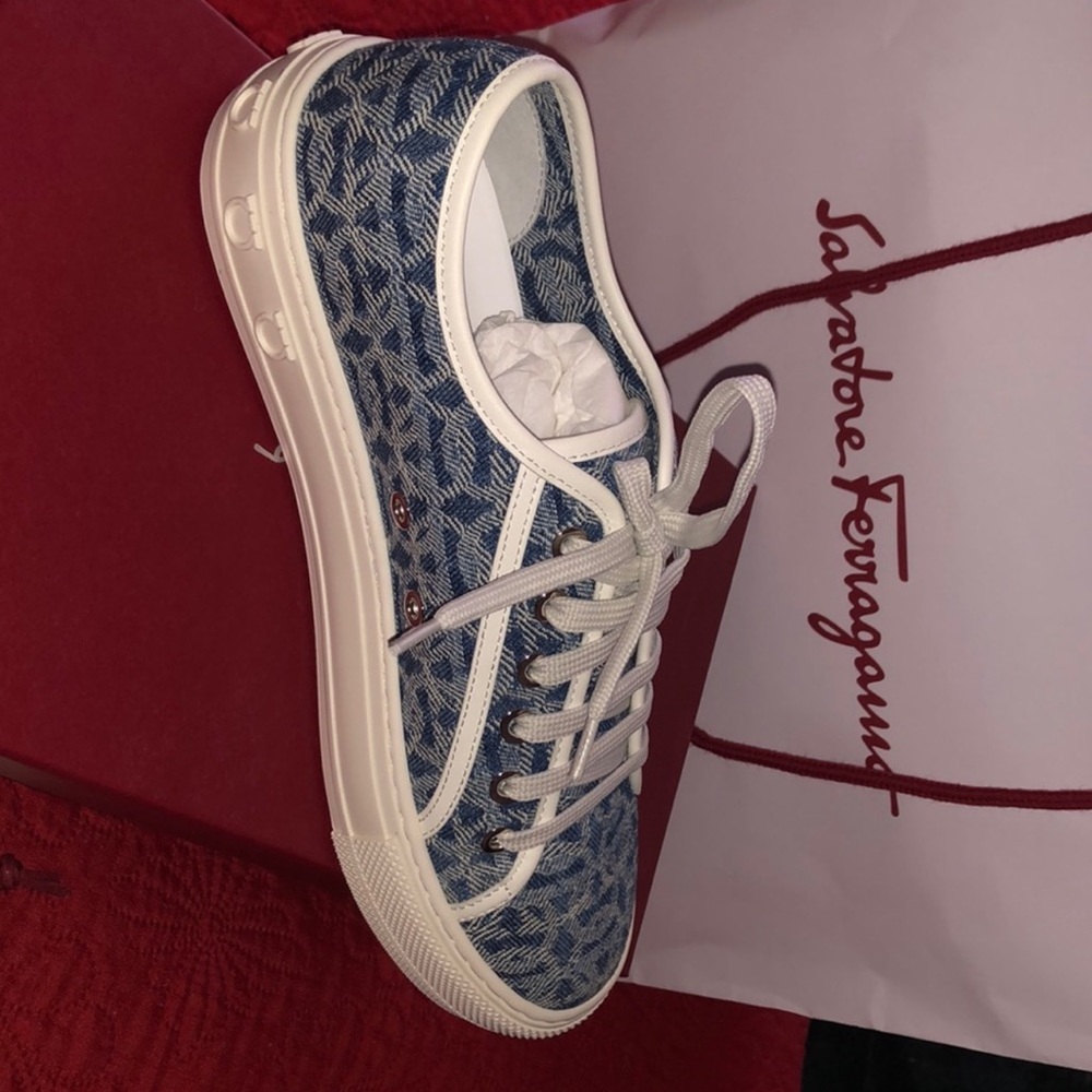 SALVATORE FERRAGAMO Tully Denim Fabric  Sneaker
